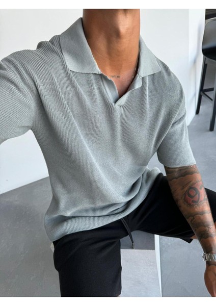 Pamuklu Oversize Polo Yaka Tişört Terletmez Yumuşak Dokulurahat Kesim Triko Tshirt