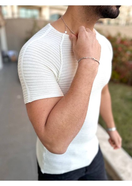 Tişört Örme Triko Tişört Bisikletyaka Nefes Alabilen Terletmez Slim Fit Dar Kesim T-Shirt