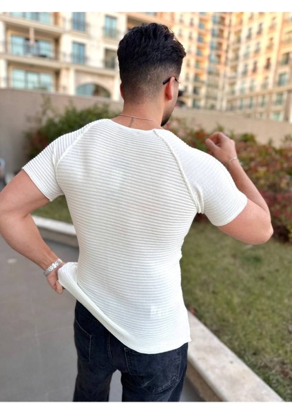 Tişört Örme Triko Tişört Bisikletyaka Nefes Alabilen Terletmez Slim Fit Dar Kesim T-Shirt