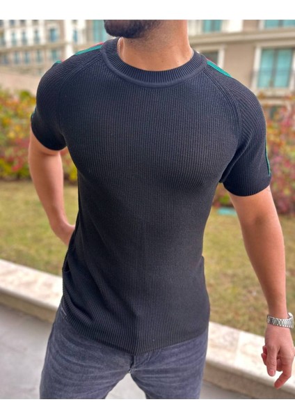 Tişört Örme Triko Tshirt Nefes Alabilen Desenli Terletmez Slim Fit Dar Kesim T-Shirt fırsatları