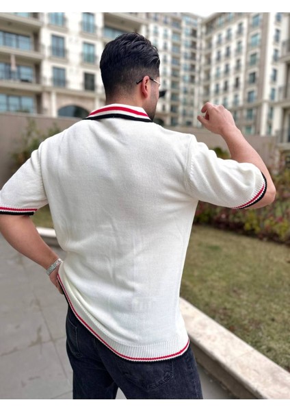 T-Shirt Nefes Alabilen Polo Yaka Terletmez Desenli Pamuklu Örme Tişört Oversize Triko Tshirt fırsatları