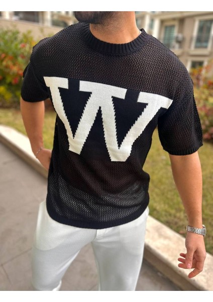 T-Shirt Nefes Alabilen Oversize Terletmez Örme Pamuk Fileli Bisiklet Yaka Tişört
