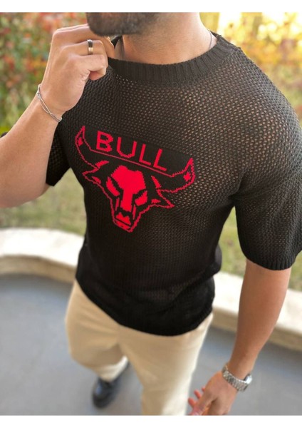 T-Shirt Nefes Alabilen Bisiklet Yaka Terletmez Pamuklu Fileli Tişört Oversize Tshirt Bull