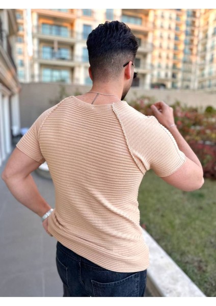 Tişört Örme Triko Tişört Bisikletyaka Nefes Alabilen Terletmez Slim Fit Dar Kesim T-Shirt