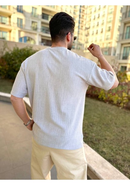 T-Shirt Nefes Alabilen Terletmez Kumaş Bisiklet Yaka Pamuklu Oversize Tshirt Cepli Tişört
