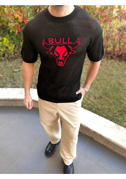 T-Shirt Nefes Alabilen Bisiklet Yaka Terletmez Pamuklu Fileli Tişört Oversize Tshirt Bull