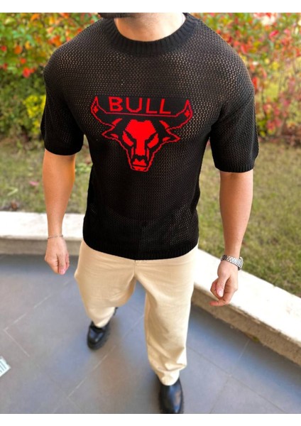 T-Shirt Nefes Alabilen Bisiklet Yaka Terletmez Pamuklu Fileli Tişört Oversize Tshirt Bull
