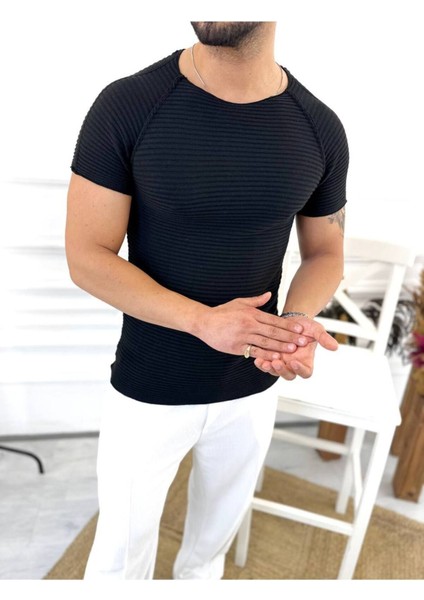 Slim Fit Örme Triko Tişört Nefes Alabilen Terletmez T-Shirt Dar Kesim indirimleri