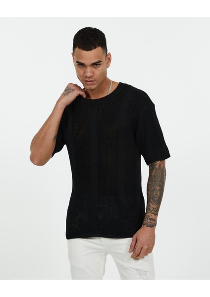 Nefes Alabilen Oversize Triko Tişört Bisiklet Yaka Terletmeyen Salaş ve Rahat Kesim Yarım Oversize