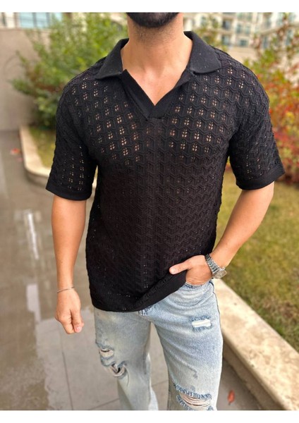 T-Shirt Nefes Alabilen Terletmez Polo Yaka Tshirt Slim Fit Italyan Yaka Tişört modelleri