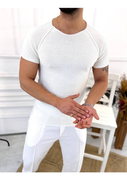 Slim Fit Örme Triko Tişört Nefes Alabilen Terletmez T-Shirt Dar Kesim fırsatları