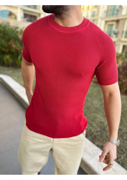 Örme Triko Tişört Kısa Kollu Pamuklu Triko Slim Fit Dar Kesim T-Shirt modelleri