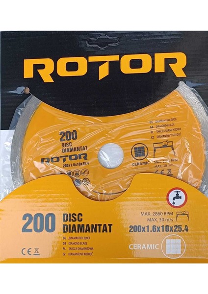 Elmas Disk 200X1.6X25.4 (Sürekli) - Seramik, Taş ve Mermer Kesmek İçin