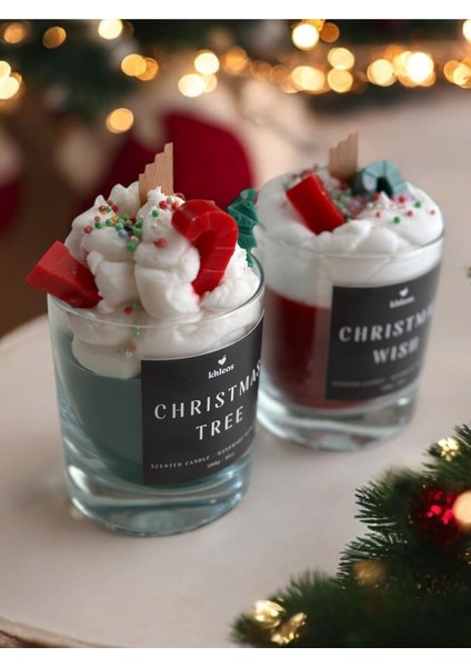 Christmas Tree & Wish Yılbaşı Süslemeli Fresh Kokulu Vegan Içerikli Soya Wax 2'li Mum Seti 300GR