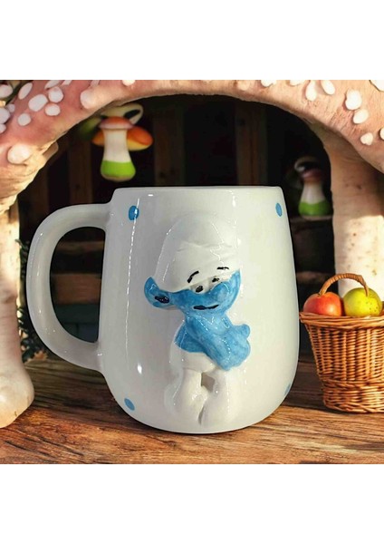 3D Kabartma El Emeği Göz Nuru Seramik KUPA BARDAK 400 ml