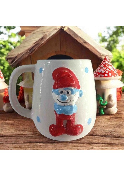 3D Kabartma El Emeği Göz Nuru Seramik KUPA BARDAK 400 ml