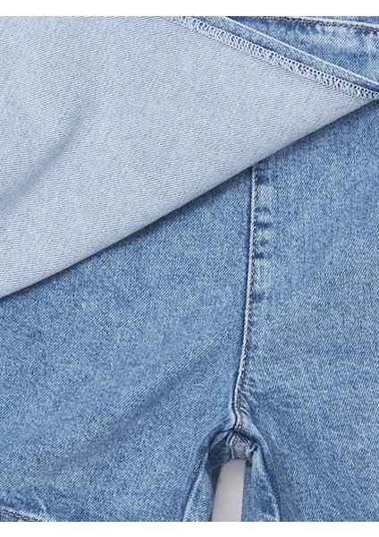Beli Lastikli Kız Çocuk Jean Şort Etek