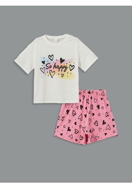 Lcw Kids Bisiklet Yaka Kız Çocuk Şortlu Pijama Takımı