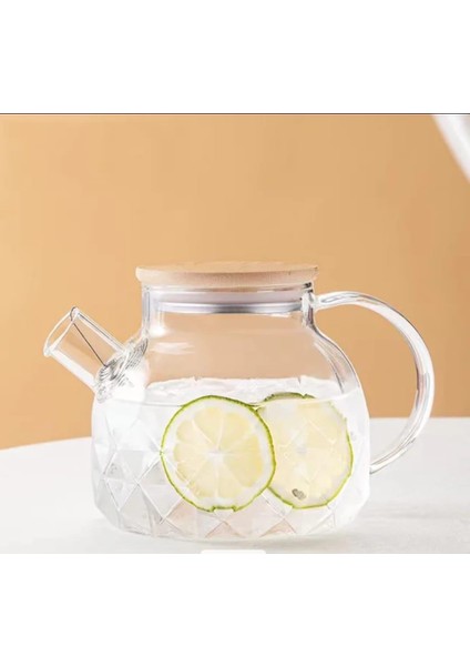 Bambu Kapak Isıya Dayanıklı Borosilikat Cam Demlik, Süzgeçli (1000 Ml) fiyatları