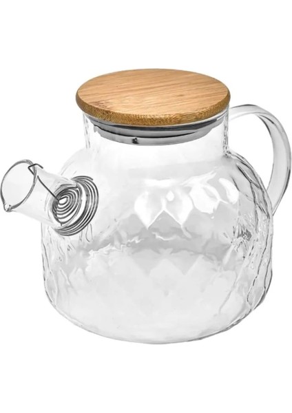 Bambu Kapak Isıya Dayanıklı Borosilikat Cam Demlik, Süzgeçli (1000 Ml) modelleri