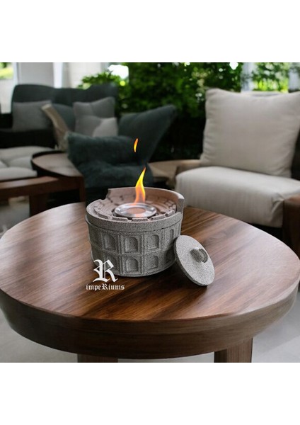 Imperıums Kolezyum Tasarımlı Terrazzo Masaüstü Bioethanol Şömine modelleri