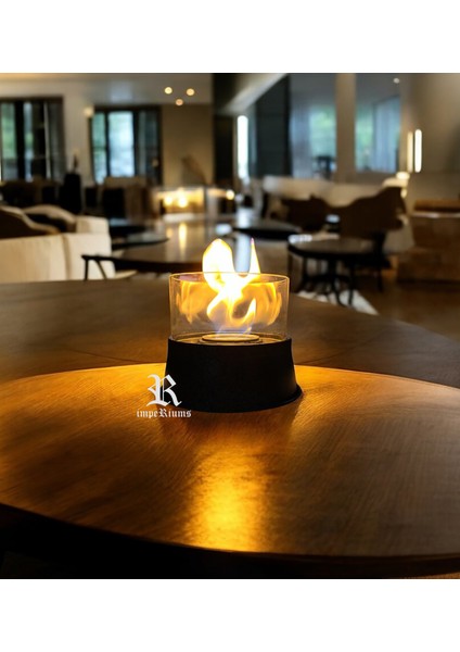 Imperıums Black Bacasız Metal Tasarım Masaüstü Bioethanol Şömine modelleri