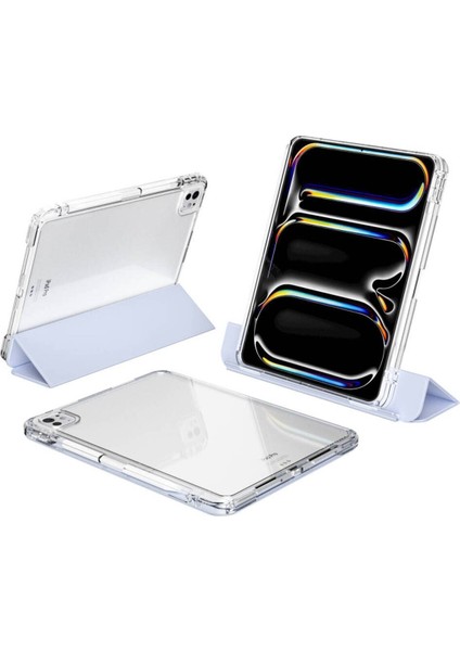 Apple iPad Pro 13 2024 Kılıf Magnetik Ayrılabilen Airbagli Uyku Modlu Kalem Bölmeli Tablet Kılıfı