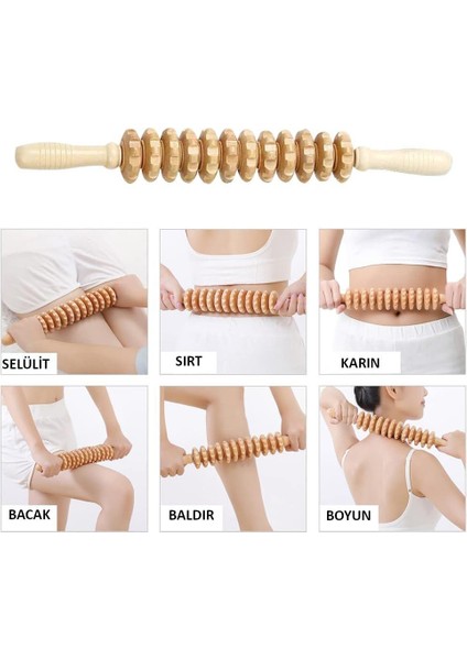Medikal Ahşap Masaj Merdanesi Bel Boyun Sırt Bacak Masaj Aleti Selülit Gider Kaliteli fırsatları