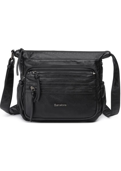 Yıkama Deri Askılı Kadın Postacı Çantası 21K Barcelona 1918