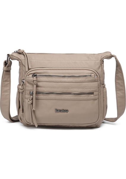 Yıkama Deri Askılı Kadın Postacı Çantası 21K Barcelona 1918