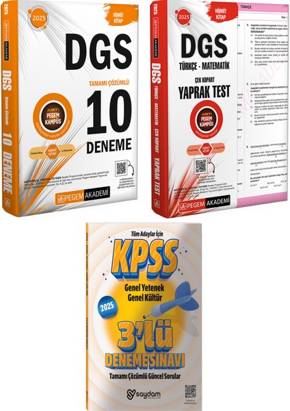2025 Dgs Tamamı Çözümlü 10 Deneme / Çek Kopart Yaprak Test / 2025 Çözümlü 3 Deneme