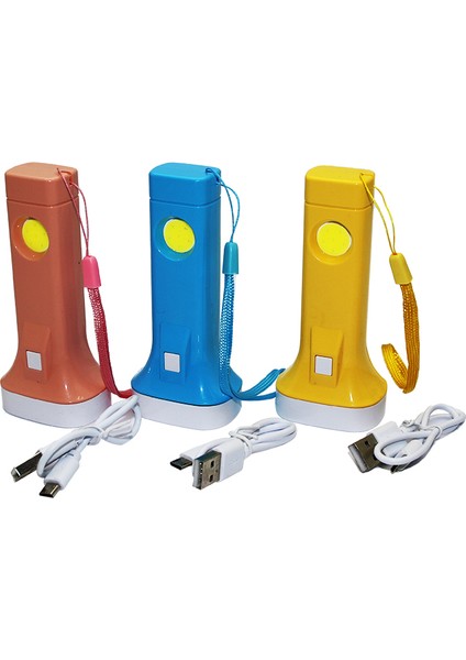 2ın1 USB Şarjlı El Feneri Kilitli Poşetli (4881)