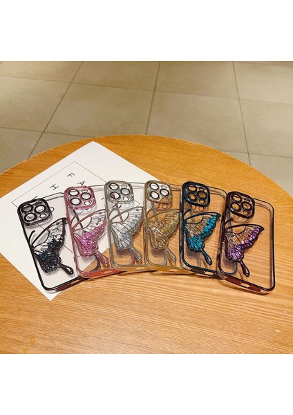 Apple iPhone 15 Pro Max Uyumlu Kılıf Tek Kanat Kelebek Silikon Case Siyah fırsatları