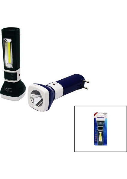2ın1 1W + Cob LED Fiş Şarjlı El Feneri (4881)