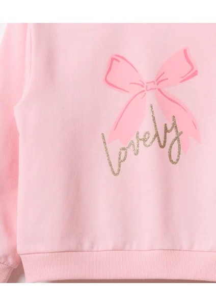 Kurdele Fiyonk Baskılı Sim Detaylı Pamuklu Kumaş Likralı Tayt Pembe Renk Alt Üst Ikili Kız Çocuk Takım fiyatları