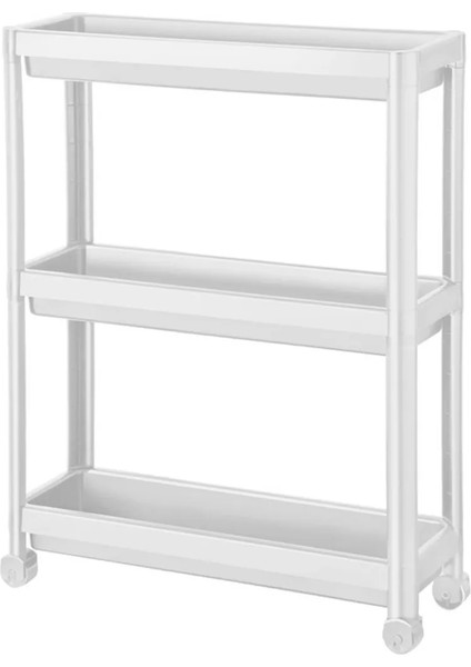 3 Katlı Tekerlekli Beyaz Mutfak Rafı, Kitaplık, Düzenleyici Açık Dolap fiyatları