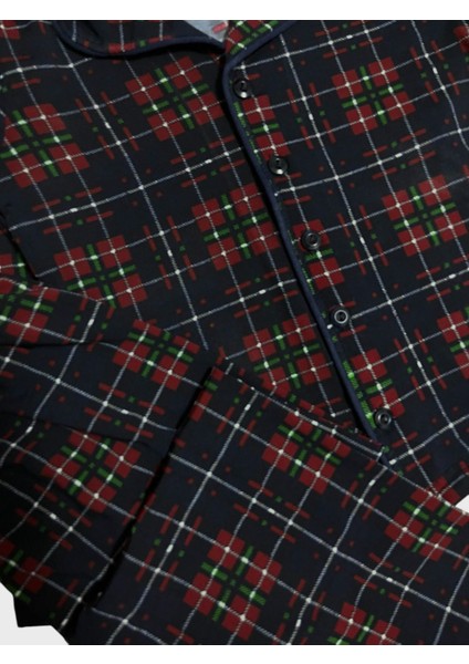 Erkek Çocuk Pamuklu Bordo Ekose Kumaş Gömlek Yaka Boydan Düğmeli Mevsimlik Pijama Takımı fırsatları
