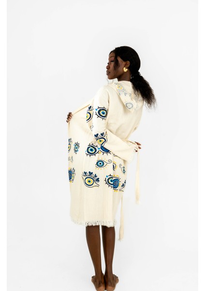 Kymena Taş Baskı Desenli Kimono/bornoz