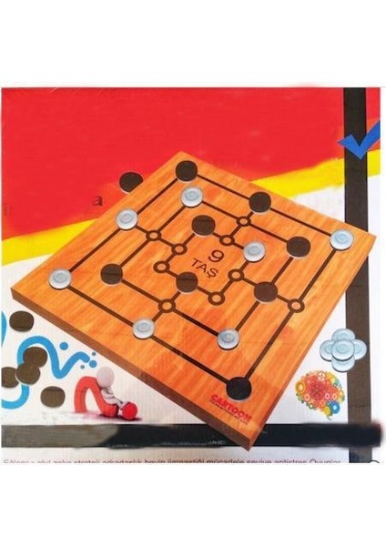 9 Taş-3 Taş 2 Oyun Bir Arada Profesyonel Ahşap 33X33CM Zeka Oyunu