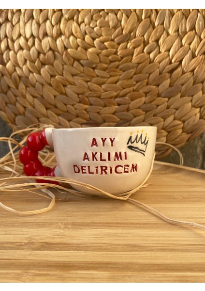 Prens Replik / Ayy Aklımı Deliricem/kırmızı Kulp El Yapımı Seramik Fincan