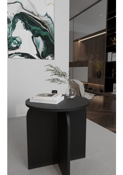 Dekoratif Curve Tekli Orta Sehpa Mat Beyaz 48CM