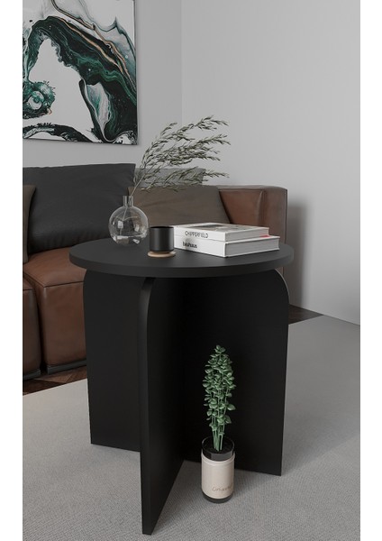 Dekoratif Curve Tekli Orta Sehpa Mat Beyaz 48CM fiyatları