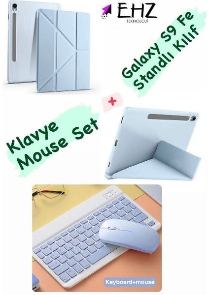 Galaxy Tab S9 Fe Uyumlu Standli Tablet Kilif Bluetooth Klavye Mouse Set
