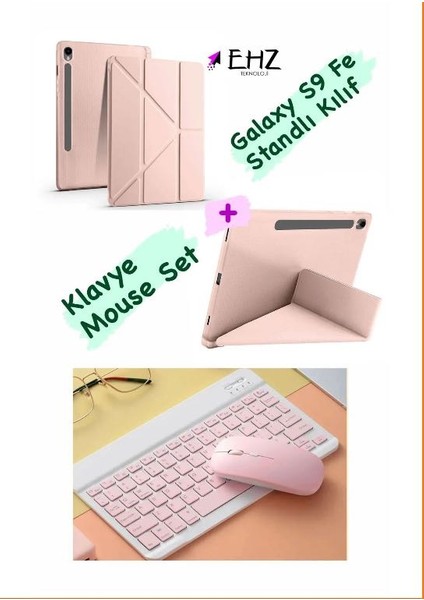Galaxy Tab S9 Fe Uyumlu Standli Tablet Kilif Bluetooth Klavye Mouse Set