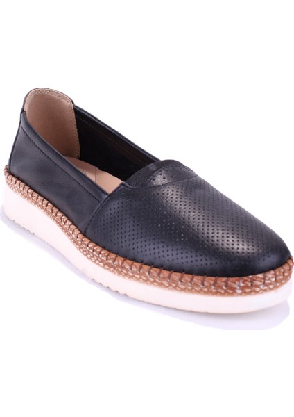 105446 Siyah 5 Nokta Ortopedik Günlük Kadın Deri Ayakkabı