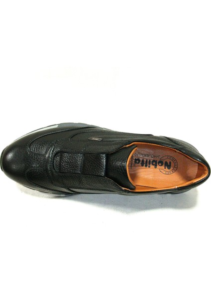 Siyah Lastikli Bağcıksız Anatomik Comfort Ayakkabı
