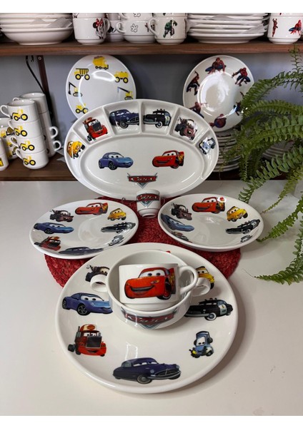 7 Parça Şimşek Mcqueen Model Çocuk Bebek Yemek Takımı Beslenme Seti