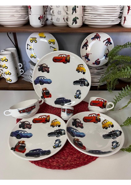 7 Parça Şimşek Mcqueen Model Çocuk Bebek Yemek Takımı Beslenme Seti