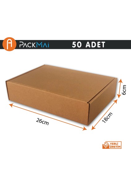 E-Ticaret Kargo Kutusu 26X18X6CM 1 Desi (50 Adet)