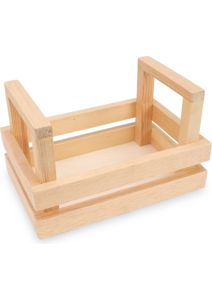 Masif Ahşap Sandık, Tutma Saplı Servis Kasası Cafe Masaüstü Organizer / Wooden Bo x With Handle